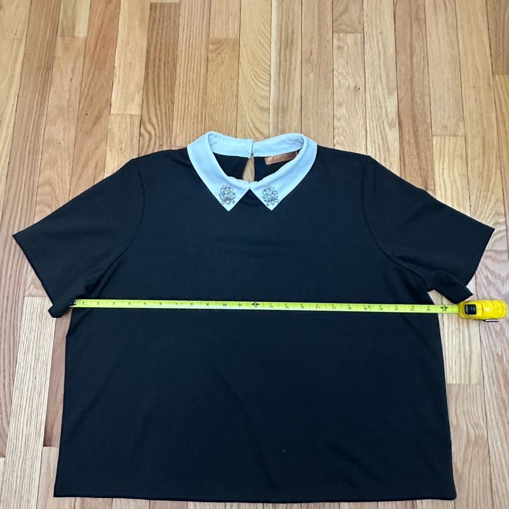 Belldini Black Top with White Collar Detail - Picture 5 of 5